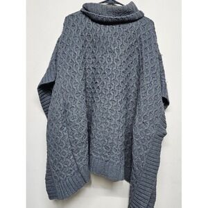 Michael Kors Cowl Neck Cable Knit Poncho Sweater Gray Textured Women's L